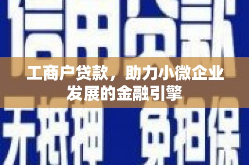 九原工商户贷款，助力小微企业发展的金融引擎
