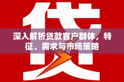 九原深入解析贷款客户群体，特征、需求与市场策略