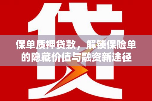 九原保单质押贷款，解锁保险单的隐藏价值与融资新途径