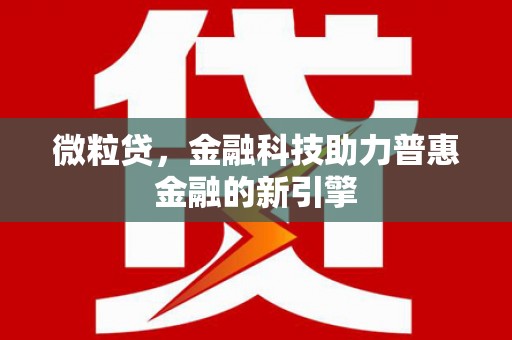九原微粒贷，金融科技助力普惠金融的新引擎