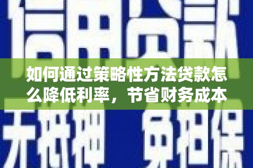 九原如何通过策略性方法贷款怎么降低利率，节省财务成本