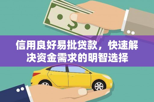 九原信用良好易批贷款，快速解决资金需求的明智选择