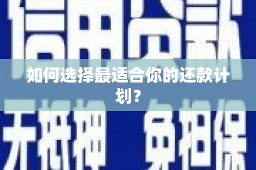 九原如何选择最适合你的还款计划？