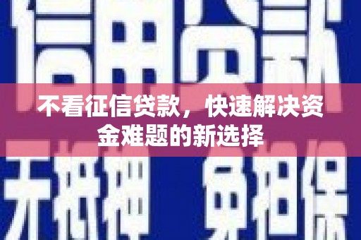 九原不看征信贷款，快速解决资金难题的新选择