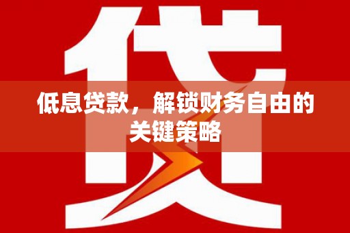 九原低息贷款，解锁财务自由的关键策略
