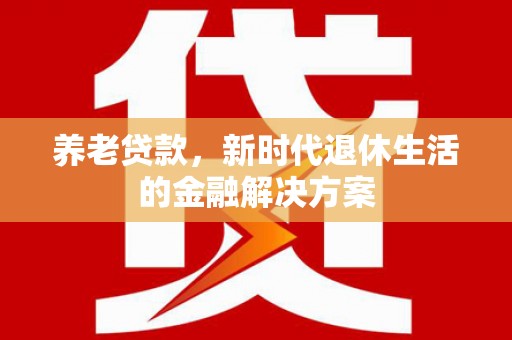 九原养老贷款，新时代退休生活的金融解决方案