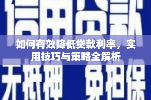 九原如何有效降低贷款利率，实用技巧与策略全解析