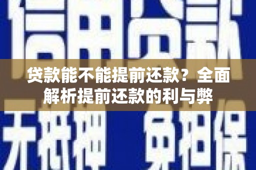 九原贷款能不能提前还款？全面解析提前还款的利与弊