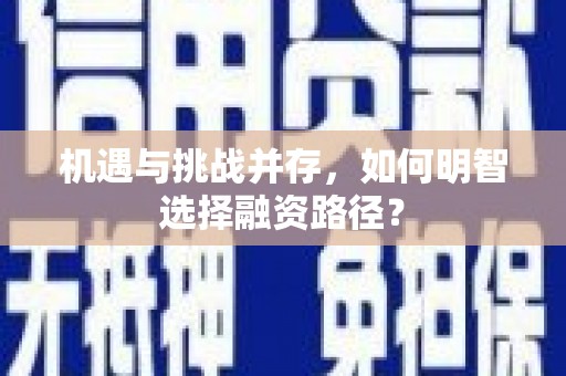 九原机遇与挑战并存，如何明智选择融资路径？